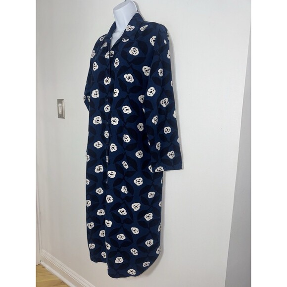 Uniqlo x Marimekko Navy Blue Flannel Long Sleeve Shirt Dress Pockets Women Large - Picture 2 of 12